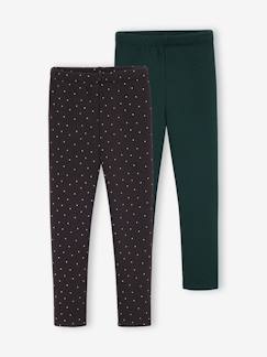 -Lot 2 Leggings fille doublés maille polaire 
