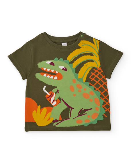 Bébé-T-shirt garçon en maille avec fermeture à l’épaule