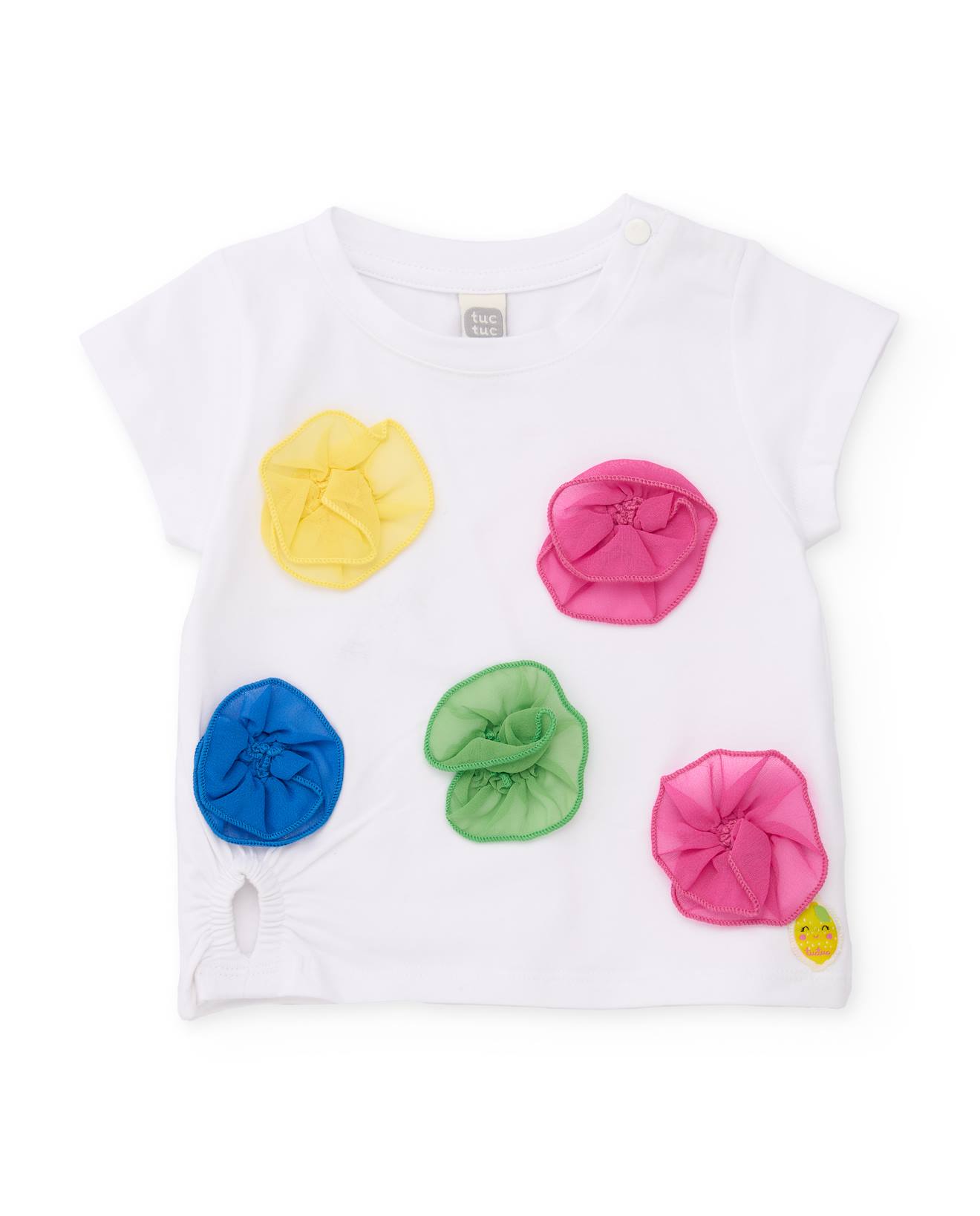 T-shirt Fille En Maille Avec Fleurs En Volume Blanc 17 €