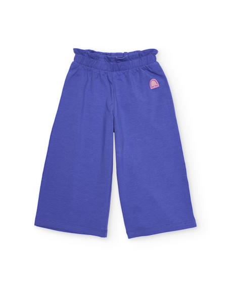 Fille-Pantalon pour fille en maille avec ceinture élastique froncée