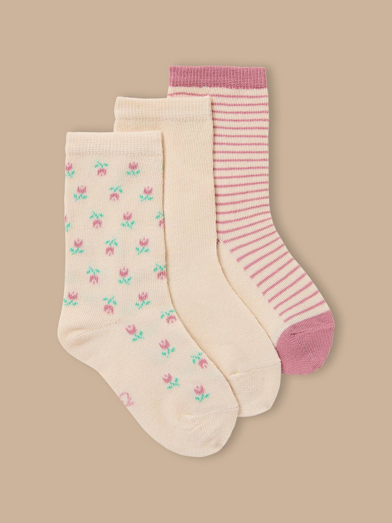 Lot De 3 Paires De Chaussettes Fleurs Fille Sorbet 14$