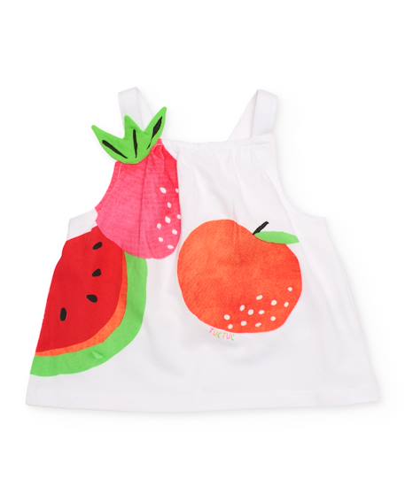 Bébé-T-shirt fille en maille avec petites feuilles en relief