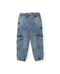 -Pantalon fille en toile et denim, design cargo