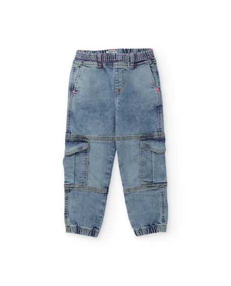 Fille-Pantalon fille en toile et denim, design cargo