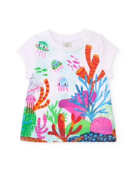 Fille-T-shirt, sous-pull-T-shirt fille en maille avec grand imprimé