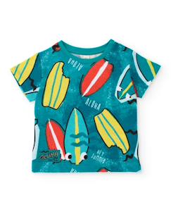 Garçon-T-shirt, polo, sous-pull-T-shirt garçon en maille avec imprimé de planches de surf