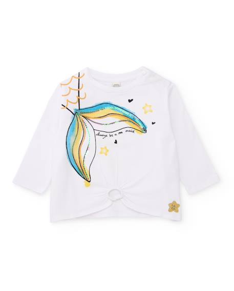 T-shirt en maille pour fille avec détails brillants Blanc 1 - vertbaudet enfant 