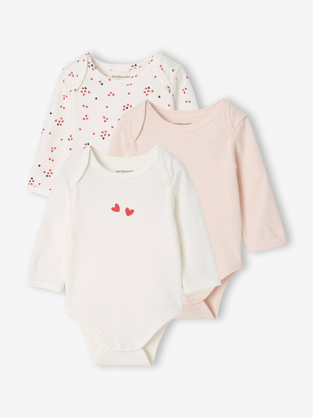 Lot de 3 bodies manches longues bébé écru