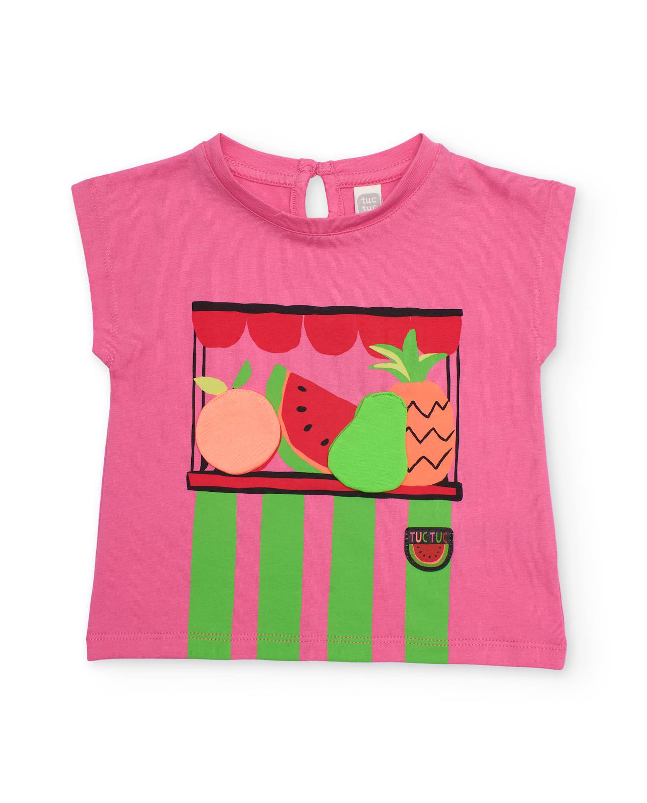 T-shirt Fille En Maille Avec Fruits En Relief Rose 11 €