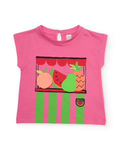 -T-shirt fille en maille avec fruits en relief