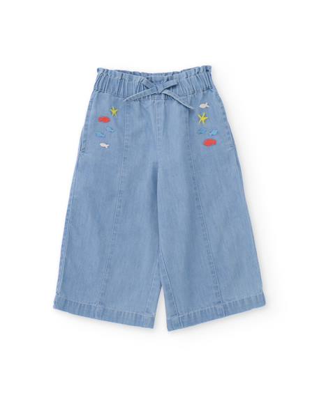 Fille-Pantalon pour fille en tissu en denim clair