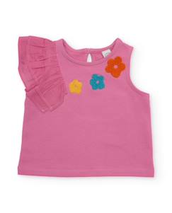 -T-shirt pour fille en maille avec volant sur le côté