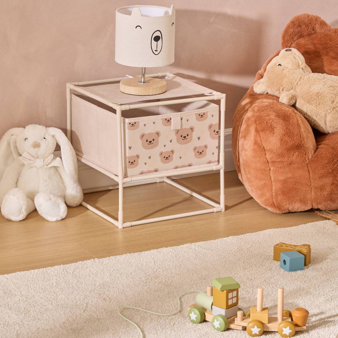 Table De Chevet Enfant 1 Tiroir Ourson - Tissa Beige