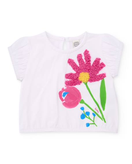 Bébé-T-shirt fille en maille avec fleur en relief
