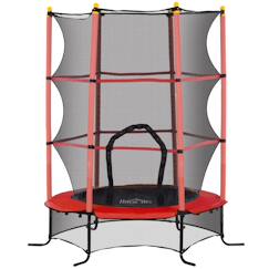 Jouet-Jeux de plein air-Aires de jeux-Trampoline de jardin enfants ø 1,63 x 1,90h m filet de sécurité porte zipée couvre-ressorts 6 poteaux rembourrés inclus