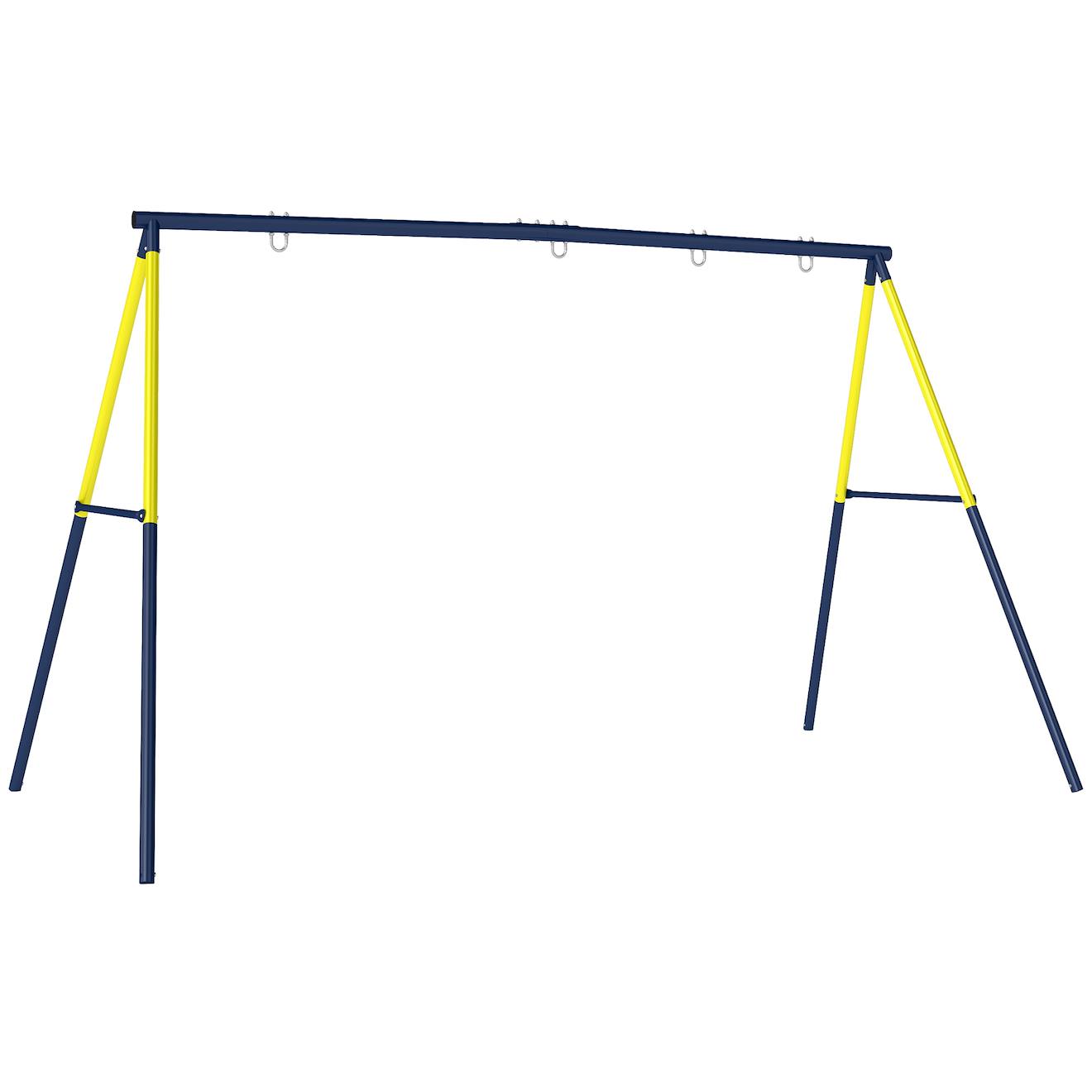 Portique Balançoire Double 4 Crochets Acier Max. 150 Kg Bleu