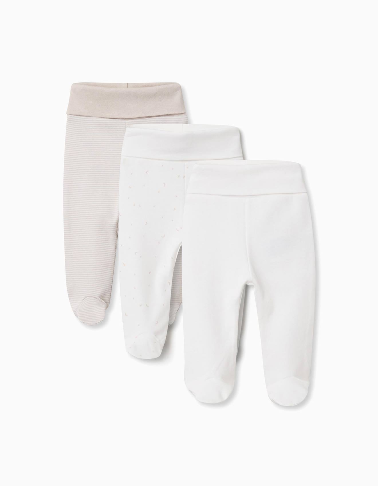 Lot De 3 Pantalons Pieds En Coton Blanc 23$