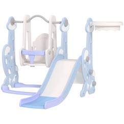 -Toboggan balançoire panier basket enfant 3 en 1 design fusée hdpe