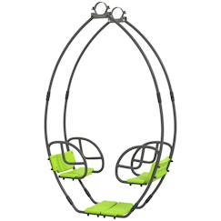 Jouet-Jeux de plein air-Balançoire agrès face à face enfant 3 à 6 ans - assises, dossiers, repose-pieds - acier
