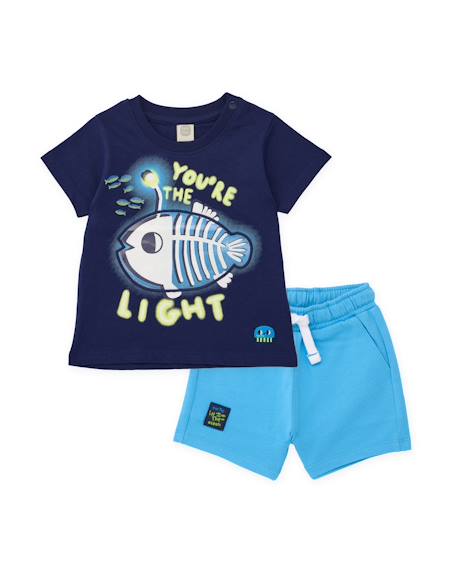 Bébé-Ensemble garçon en maille avec motif de poisson lumineux