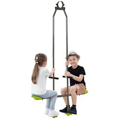 Jouet-Jeux de plein air-Balançoire agrès face à face enfant 3 à 6 ans - selles larges, guidon, repose-pied