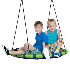 -Balançoire nid d'oiseau ronde balançoire panier ø 100 x 120-180h cm accessoires inclus