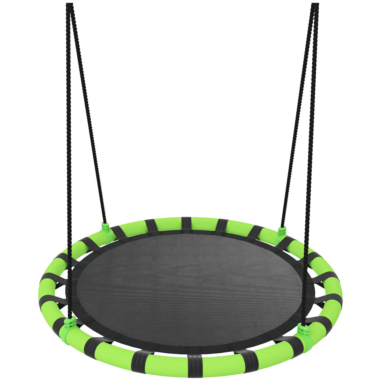 Balançoire Nid D'oiseau Ronde Balançoire Panier Dia. 1 M 4 Anneaux Cordages Inclus Vert