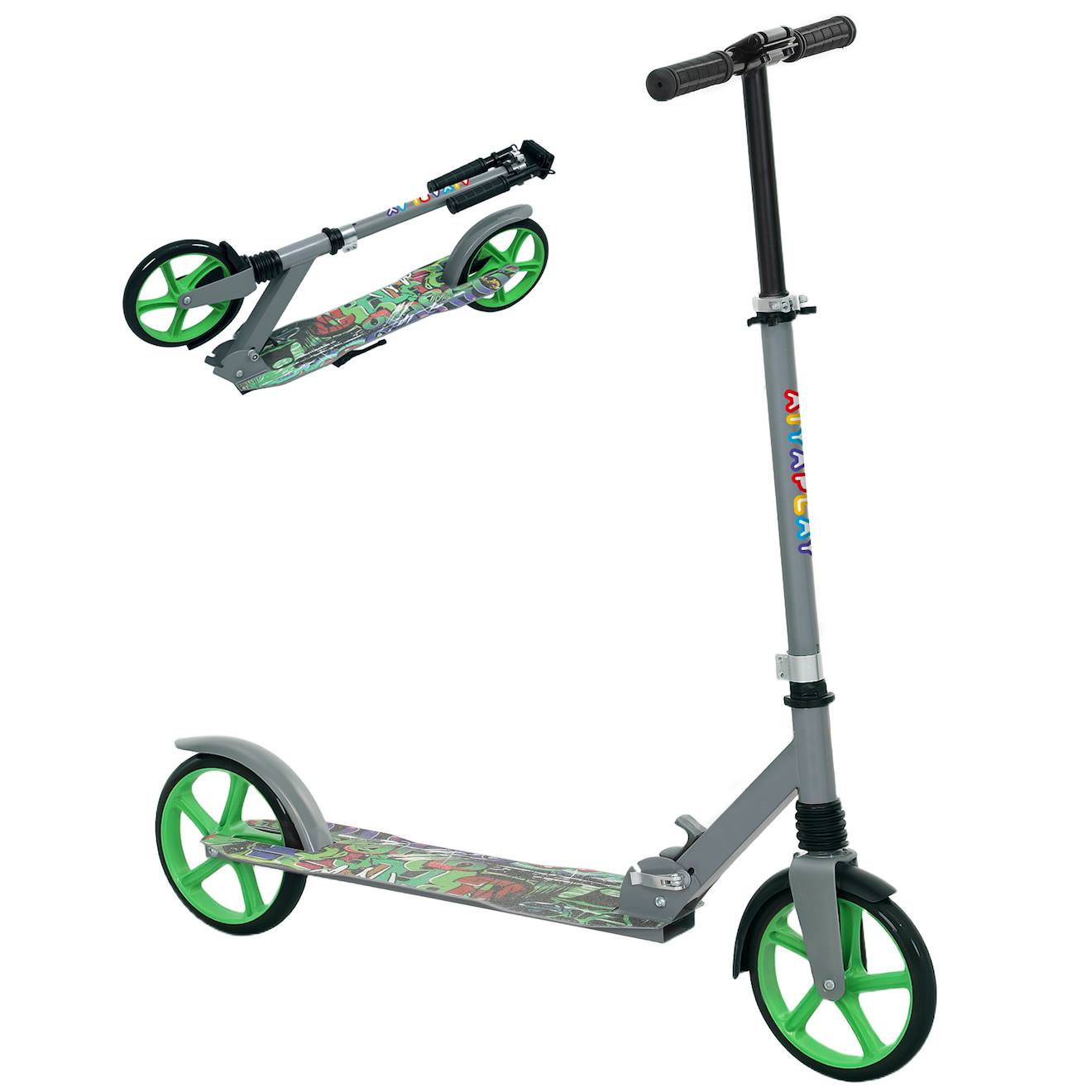 Trottinette Pliable Réglable Enfant Hip-hop Style Frein Friction Arrière Métal Vert