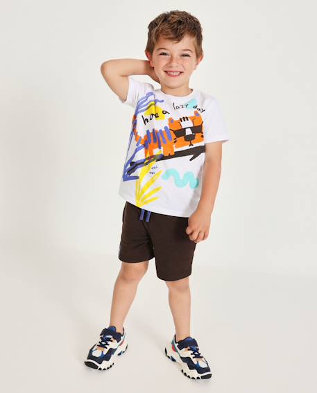 Ensemble garçon en maille avec graphisme tigre Blanc 1 - vertbaudet enfant 