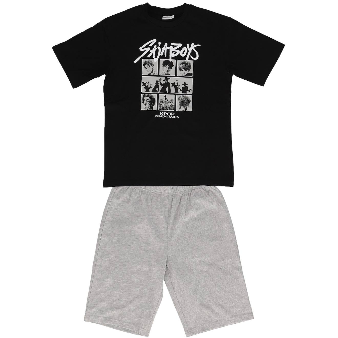 Pyjashort 'k-pop Demon Hunters' Manches Courtes En Coton Noir