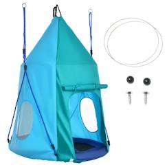Jouet-Balançoire nid d'oiseau ronde balançoire panier ø 1,1 x 1,5h m - tente amovible incluse - accessoires inclus