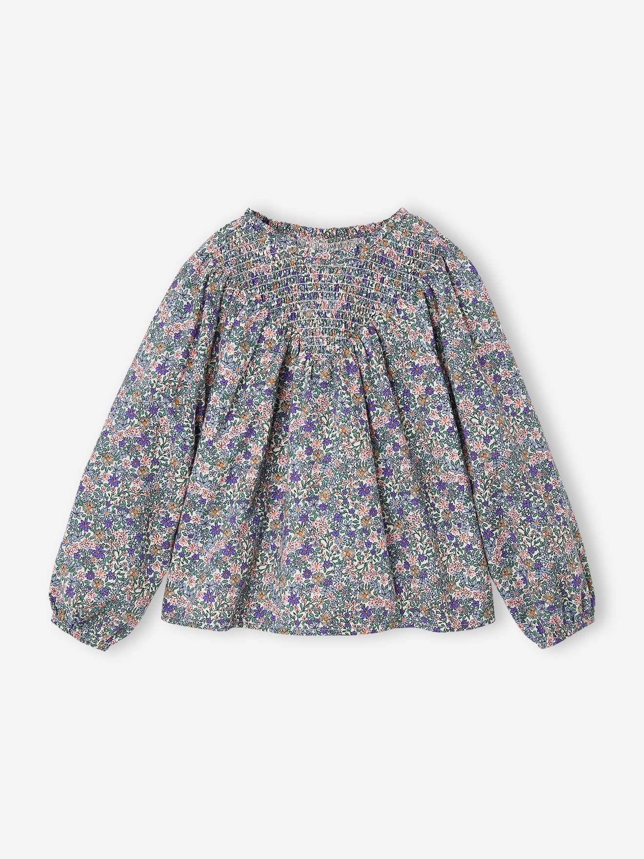 Blouse fille manches smockes ivoire 20€