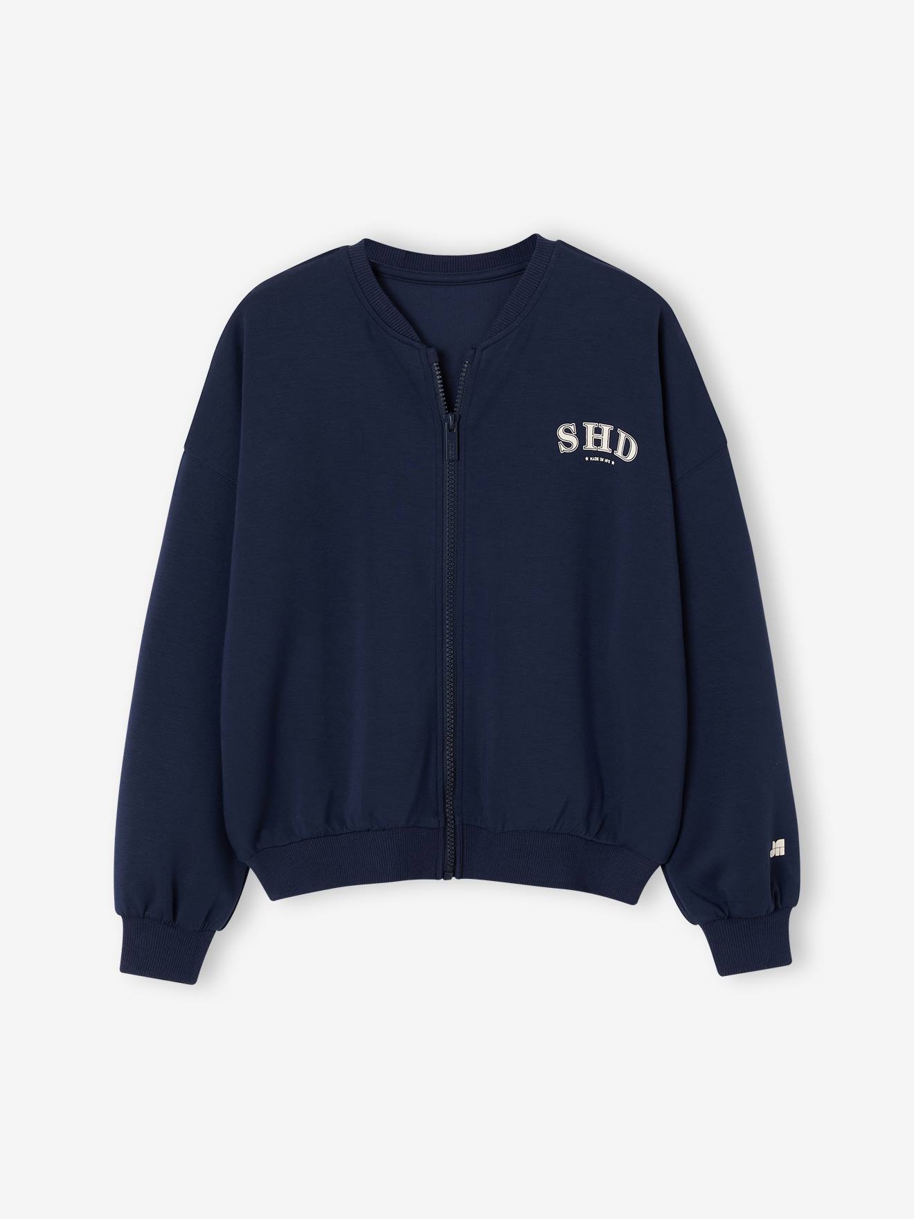 Sweat zippé fille gris ardoise