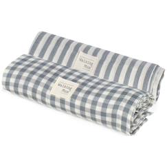 Puériculture-Matelas, accessoires de lange-Lange-Set 2 langes praliné vichy rayures moka (70x70 cm)