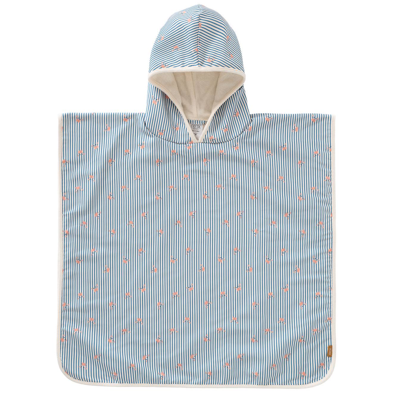 Poncho De Plage Anti-uv Rayures Crabes Bleu Blanc Orange 39$