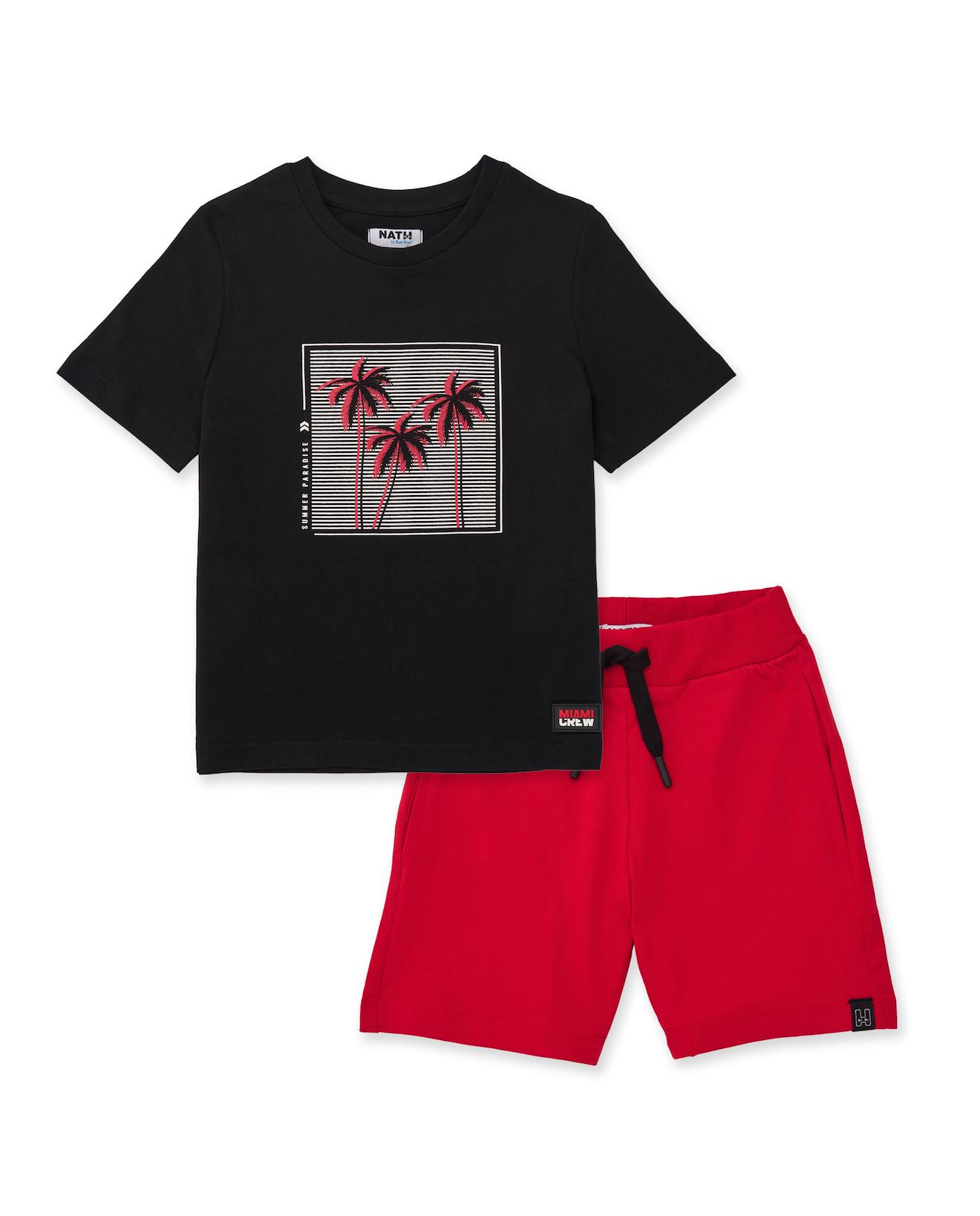 Ensemble Garçon En Maille Avec Motif Palmiers Noir