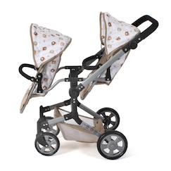 Jouet-Poussette de poupée linus duo beige avec oursons
