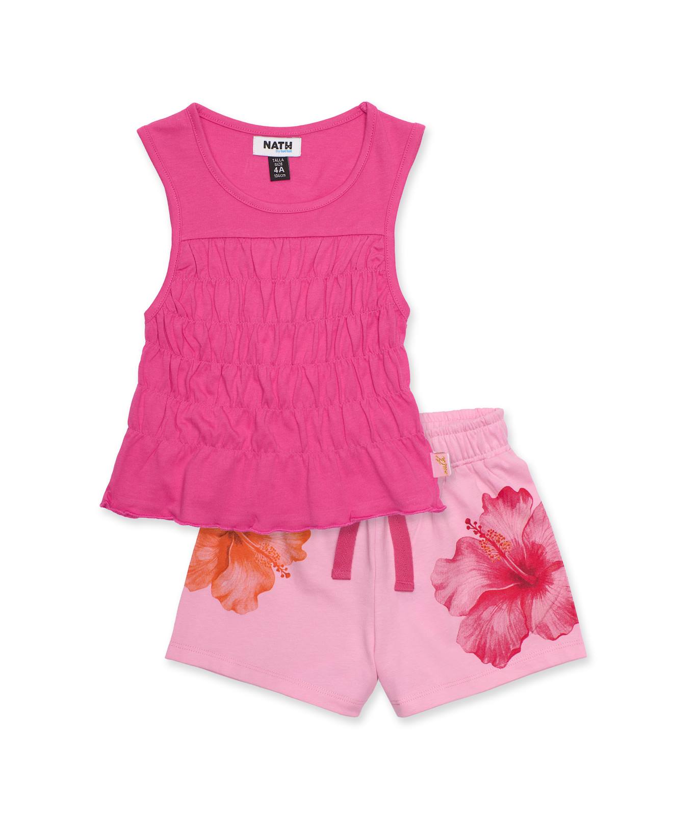 Ensemble Fille En Maille Avec Fronces Sur Le Devant Rose 24 €