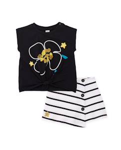 -Ensemble en maille pour fille avec motif floral