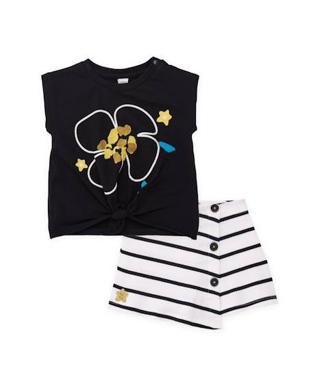Fille-Ensemble en maille pour fille avec motif floral