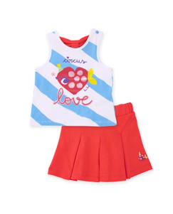 -Ensemble en maille pour fille avec plis sur le devant
