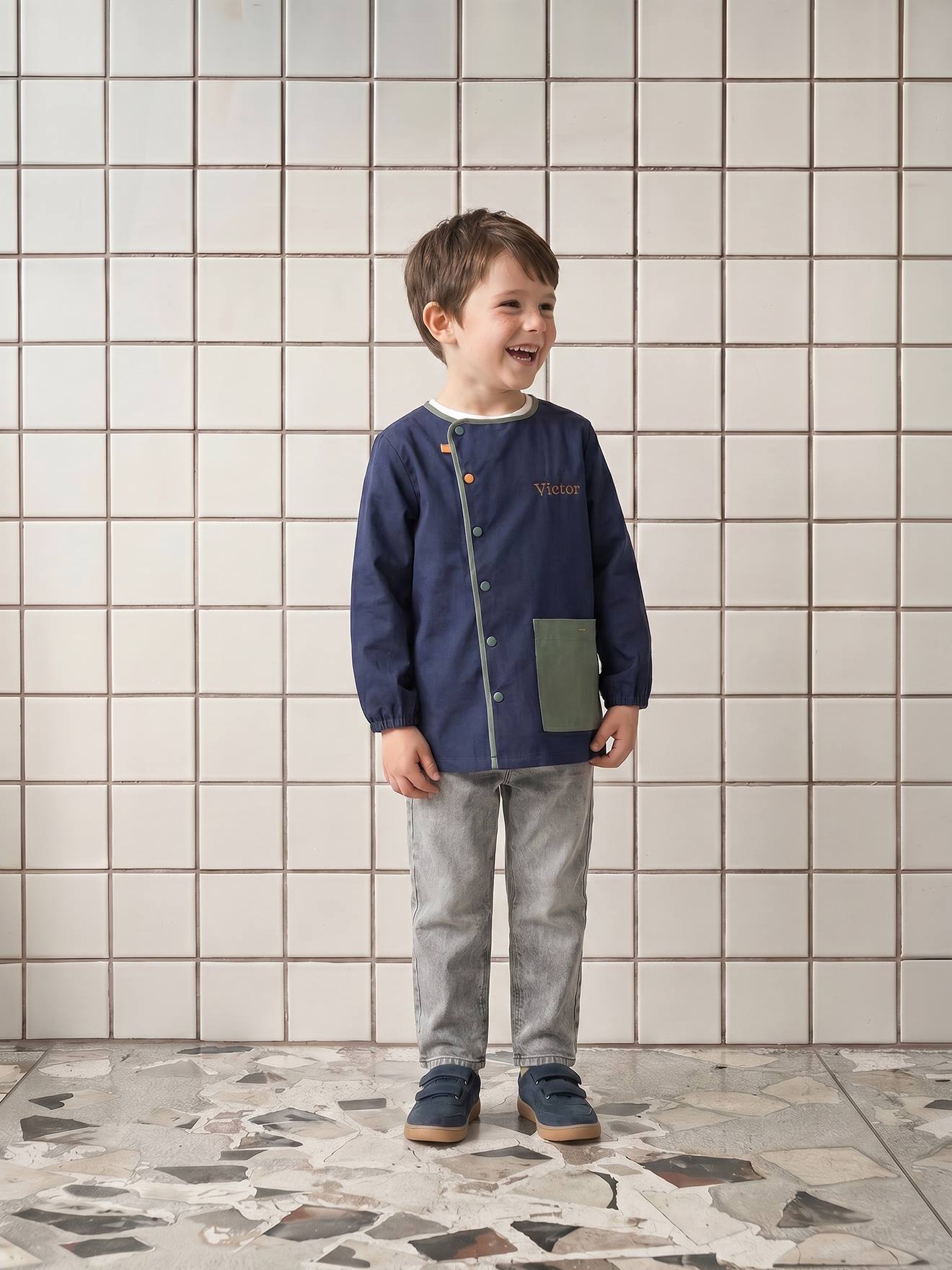 Tablier garon personnalisable Cool school bleu fonc 13€