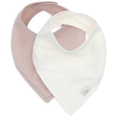 Jollein - Lot De 2 Bavoirs Bandana Rose, Blanc