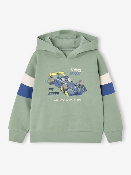 Garçon-Pull, gilet, sweat-Sweat garçon à capuche motif placé
