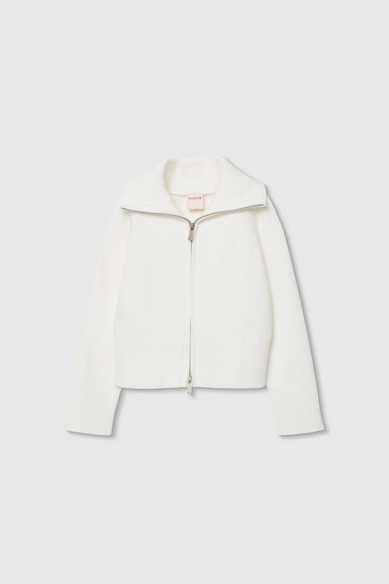 Cardigan Fille Col Montant Blanc