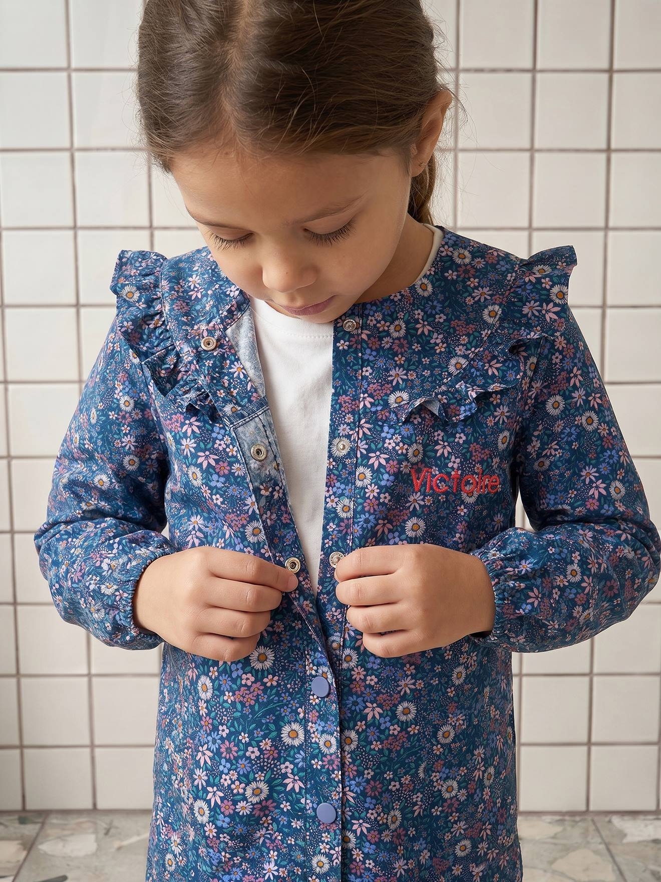 Tablier fille personnalisable bleu fonc 15€
