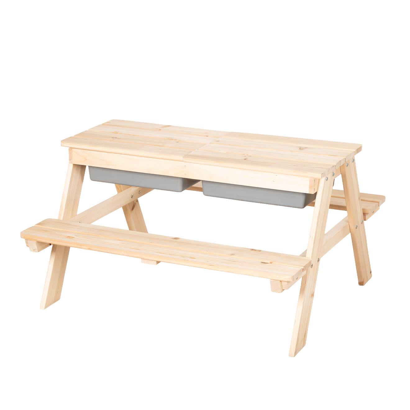 Mini table sable et eau en bois gris avec bac de jeu Outdoor + | Maisons du Monde
