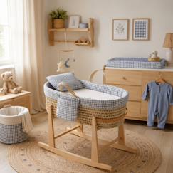 Puériculture-Lit de voyage et accessoires sommeil-Lit parapluie, couffin, berceau-Couffin matelasse + support en bois