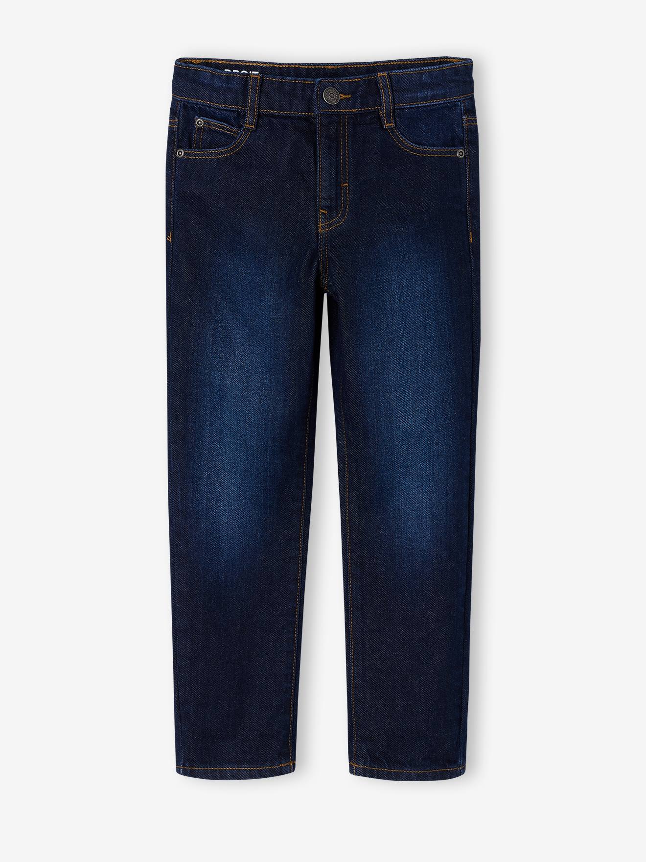 Jean droit garçon morphologie fin denim brut