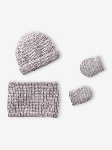 Bébé-Accessoires-Ensemble bébé garçon bonnet, snood et moufles
